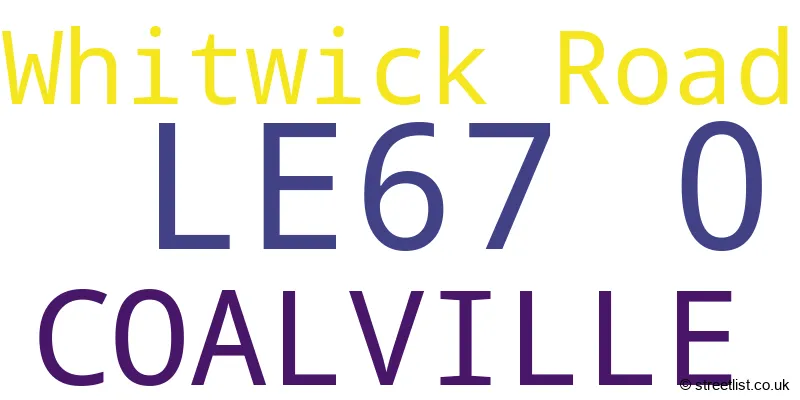 A word cloud for the LE67 0 postcode